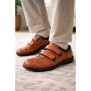 Anodyne No. 97 Sport Double Depth Mens 9.5‎ XW Whiskey Leather Velcro Shoes W097
